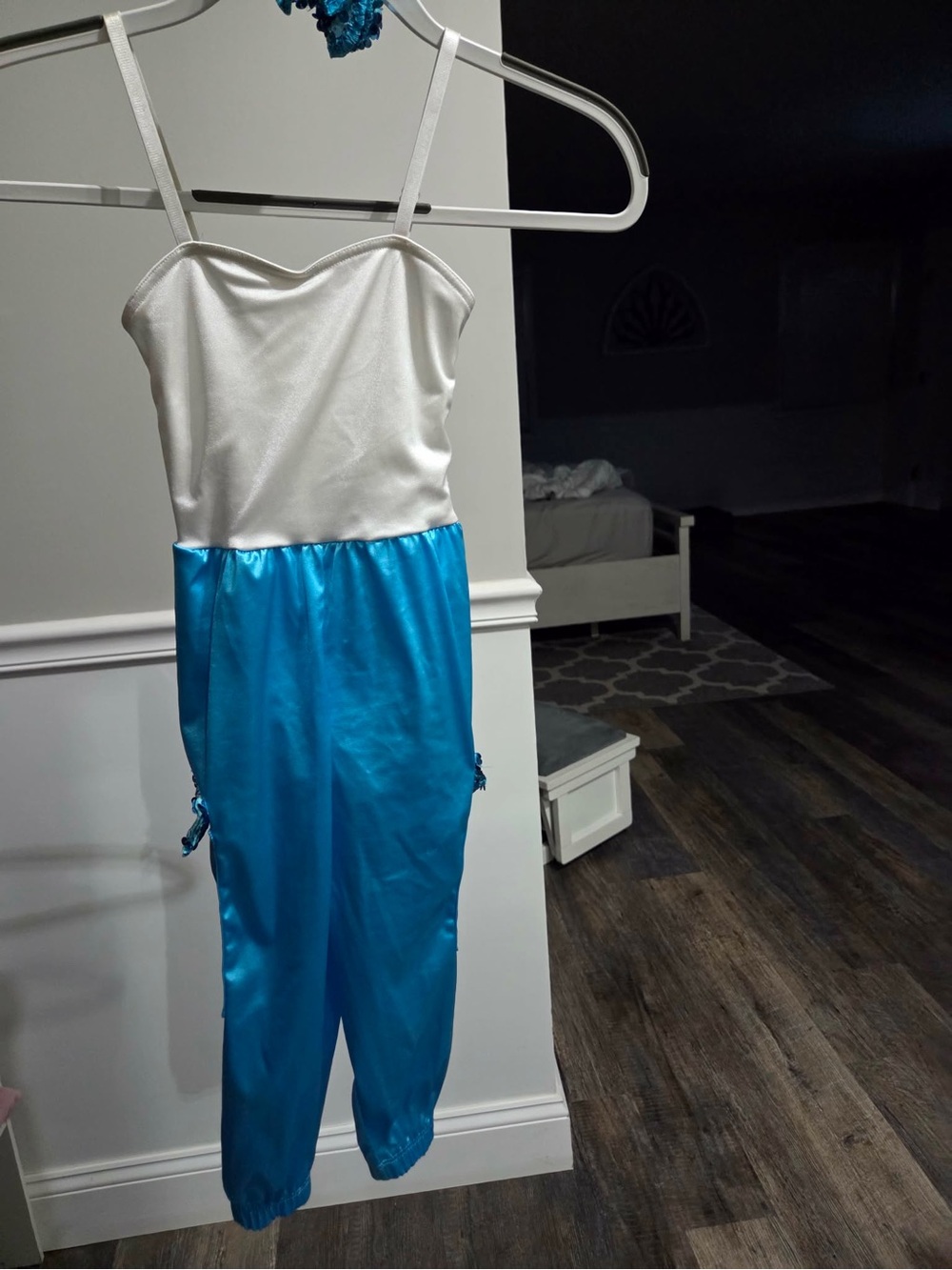 White and blue jumpsuit costume